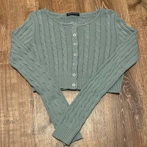 brandy meville cable knit cropped cardigan